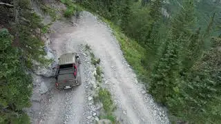 Gladiator on tight Black Bear Pass switchback!