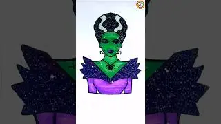 Helloween Princess Glitter Art for kids 💚👑✨🎨#glitter #glitterart #helloween  #color #princess