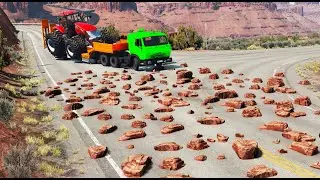Cars vs Rocks on Road #6 | BeamNG.DRIVE