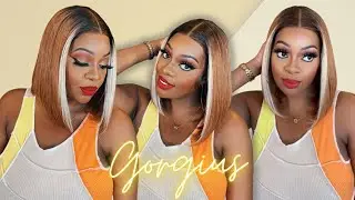 EDGY & CHIC! HIGHLIGHT MIDDLE PART BOB | Umbrella-Shaped Lace Frontal Wig | Gorgius | iamSimoneC