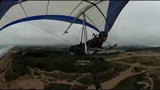 Virtual reality Hang glider chases 300 foot streamer at Funston