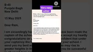 Informal letter : letter to friend congratulating him on selection. #trending #viralshorts