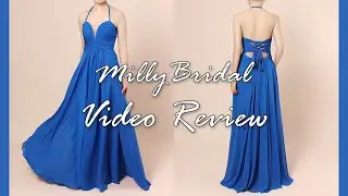 Evening Dresses | Long Halter Chiffon Open Back Blue Formal Prom Dress - MillyBridal Video Review