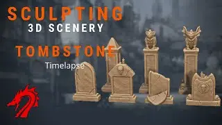 Sculpting 3D Scenery for D&D - Tombstone - ( Zbrush timelapse )