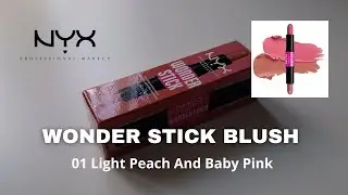 NYX WONDER STICK BLUSH 01 LIGHT PEACH AND BABY PINK/ Let's Swatch It