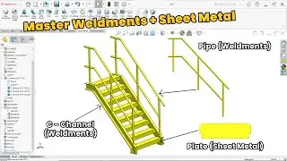 SolidWorks Weldments + Sheet Metal Tutorial | Industrial Staircase Project