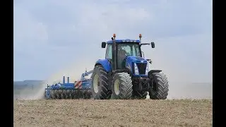 NEW HOLLAND T8020 et LEMKEN RUBIN 5,50 m au d&eacute;chaumage dans la MARNE