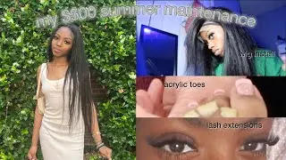 $500 SUMMER maintenance vlog | self tanning, lash extentions, acrylic toes, wig install, etc..