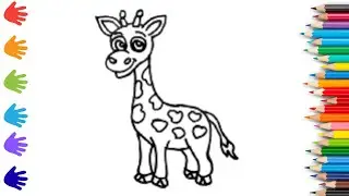 How To Draw cute giraffe Drawing, Painting & Coloring For Kids and Toddlers_ Child Art 🐋🌈🎨