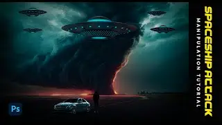 Spaceship Attack Photo Manipulation | Alien Attack Manipulation Photoshop 2023