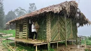 FULL VIDEO: Building a Bamboo Cabin during heavy rain | Bamboo House on a deserted island