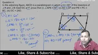 In the adjoining figure ABCD is a parallelogram in which angle A = 60 if the bisector of angle A an