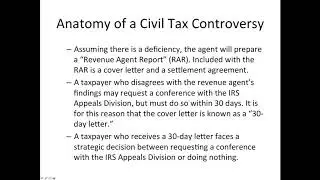 Tax Law: Anatomy of a Civil Tax Controversy with an Introduction to IRS Appeals