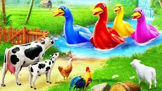 Cow, Sheep & Rooster Saves Ducks from Fox Trap - Epic Farm Animals Adventure