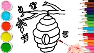 How To Draw cute Honeycomb  Drawing, Painting & Coloring For Kids and Toddlers_ Child Art 🐋🌈🎨