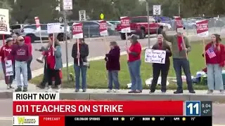D11 teacher strike and counter protest fill the sidewalks outside Palmer High School