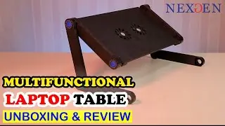 Multi Functional Adjustable Laptop Table with Cooling Fan and Mouse Pad