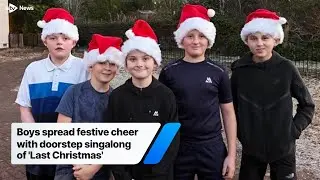 Boys spread festive cheer with doorstep singalong of 'Last Christmas' #shorts #news #viral #cute