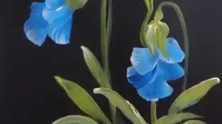 ONE STROKE PAINTING OF BEAUTIFUL BLUE CARNATION FLOWERS 