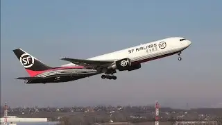 SF Airlines Boeing 767-338ER(BCF) takeoff from BUD 4K