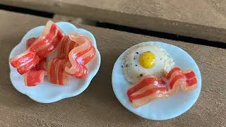 Bacon Polymer clay miniature diy.
