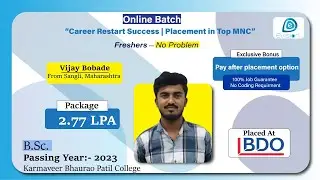 Congrats, Vijay Bobade | Selected in BDO LLP | 2.77 LPA | B.Sc, PoY 2023 | Sangli, Maharashtra