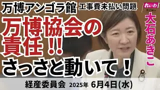 【 #大石あきこ 国会質問】万博アンゴラ館 工事費未払い問題 万博協会の責任!!さっさと動いて! (経産委員会 2025年6月4日) #れいわ新選組 #大阪5区