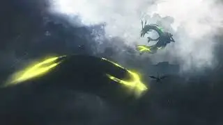 4K Rayquaza Flying in the Dark Sky Pok&eacute;mon Live Animated Wallpaper