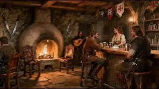 Medieval Fireplace: Welcome, Sir &mdash; Enter the Old Bohemian Inn 🎻 Tavern Songs 🔥 Warm 🏰 ASMR Medieval