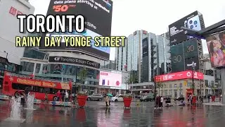Toronto Rainy Day Yonge Street Downtown Walking Tour Canada October 2021