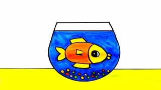 Easy Happy Fish Bowl Drawing Step by Step | Fish Drawing for Kids