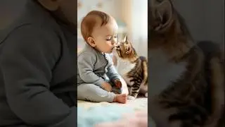 cute baby and kissing 💋 😘 cute baby 🥰🥰cats video #cat #cats #cute #cutebaby  🎉 #shortvideo #funny