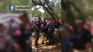 VIDEO: Brad Phipps shakes hands with firefighters after leaving hospital