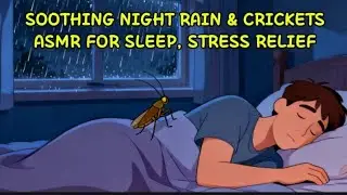 Soothing Night Rain & Crickets | ASMR for Sleep, Stress Relief #asmr #cricketsound 
