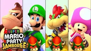 Super Mario Party Jamboree - Luigi vs Bowser vs Donkey Kong vs Toadette - Mario's Rainbow Castle