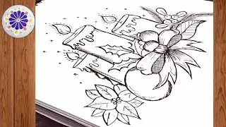Christmas drawing|Christmas candle drawing|candle drawing|candle drawing shading|3d candle drawing