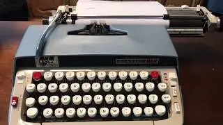 Vintage 1964 Smith Corona Blue Classic 12 Manual Typewriter with Jeweled Encasement, Reconditioned