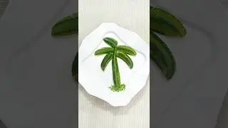 Art in Cucumber Carving into the Coconut Tree 🌴 #vegetables #garnish #amazing #satisfying #shorts
