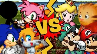 M.U.G.E.N Battles | Marshall/Sonic/Tails/Amy Rose vs Mario/Luigi/Princess Peach/Daniel Tiger