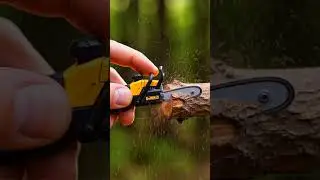 This Tiny Chainsaw Cuts Wood PERFECTLY! 😲🔥 #shorts #satisfyingvideo #minitools #asmrtools