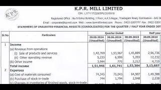 KPR Mill Ltd Results | KPR Mill Latest Results | KPR Mill Ltd Share News | KPR Mill Ltd Q2 Results