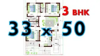33x50 3bhk South face house plan