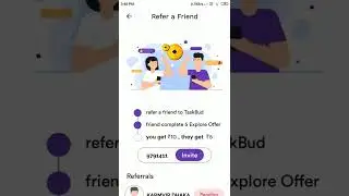 Taskbud app refer code redeem my refer code and earn - 500 COIN and ₹5 download the app now