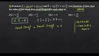 Vectors as Functions of Time &ndash; Orthogonality Condition I NEET I PYQ - 2015