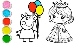 Peppa Pig & Princess Coloring 🎨 | Cute Drawing for Kids #peppapig #princess #peppa #yt 