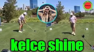 Travis Kelce shines at the 8AM Invitational Golf tournament with an impressive swing in Las Vegas