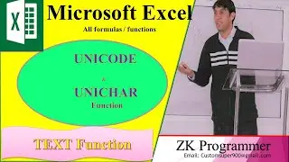 How to calculate UNICODE and UNICHAR formula of TEXT function in MS Excel