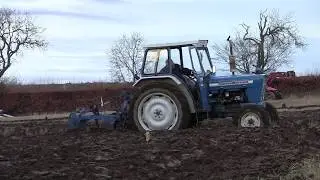 Ford 4000 tractor with FR Ransomes 2 furrow plough, at Newmachar.