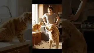 🐾 Cat Blames Dog After Making a Mess in Kitchen | Realistic Funny Pet Scene 😂🍞