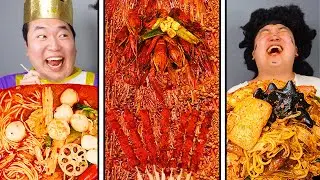 ASMR MUKBANG | 🔥 острая говядина малатан с раками самая острая мала лонгся когда-либо